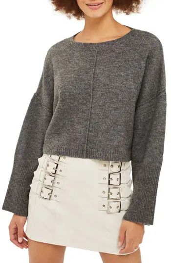 Women's Topshop Wide Sleeve Crop Sweater, Size 2 US (fits like 0) - Grey | Nordstrom