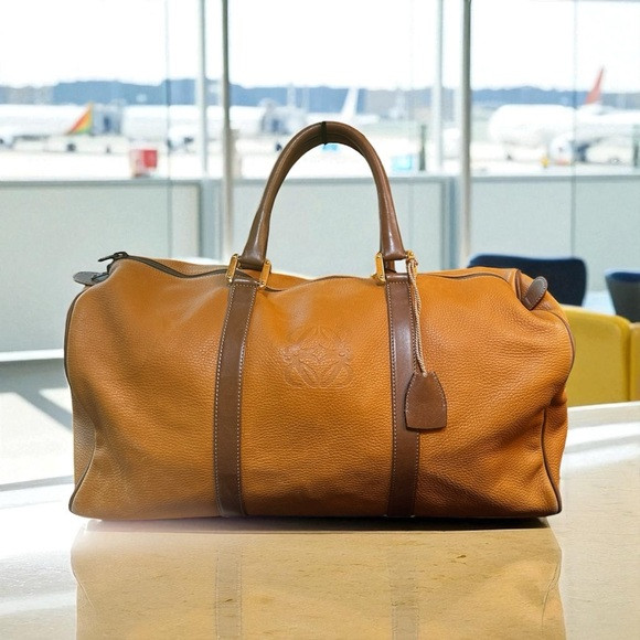 Loewe Vintage Camel Brown Leather Travel Duffle Bag | Poshmark