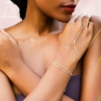 Bracelet Hand Chain Women Jewelry Set Gold Silver Ring Finger Valentine Gift | Etsy (US)