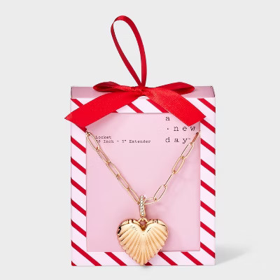 Puffy Heart Locket Charm Necklace - A New Day™ Gold | Target