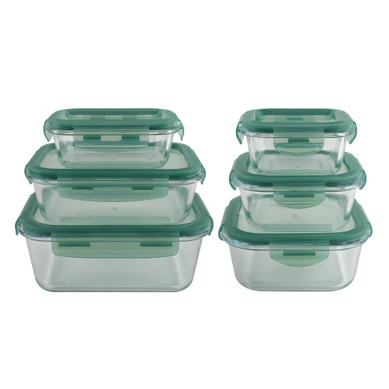 Cook with Color 12-Piece Glass Food Storage Container Set with Lids, Airtight & Leakproof, Sage G... | Walmart (US)