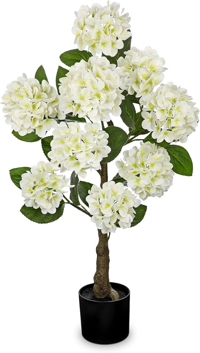 Hollyone 3FT White Hydrangea Artificial Flowers Tree Large Real Touch Faux Silk Hydrangea Plants ... | Amazon (US)