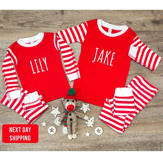 Christmas Pajamas-Custom Name Pajamas-Personalized Kids Christmas Pajamas-Matching Xmas Pjs-Match... | Etsy (US)