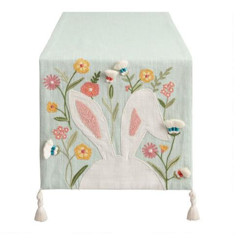 Pastel Blue Floppy Bunny Ears Table Runner | World Market