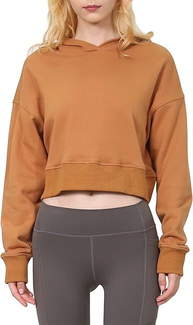 Amazhiyu Women’s Cropped Hoodie with Hood Casual Long Sleeve Crop Top Sweatshirt | Amazon (US)
