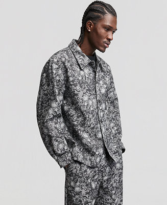 Men's Relaxed-Fit Floral Overshirt, Macy's Exclusive | Macy's