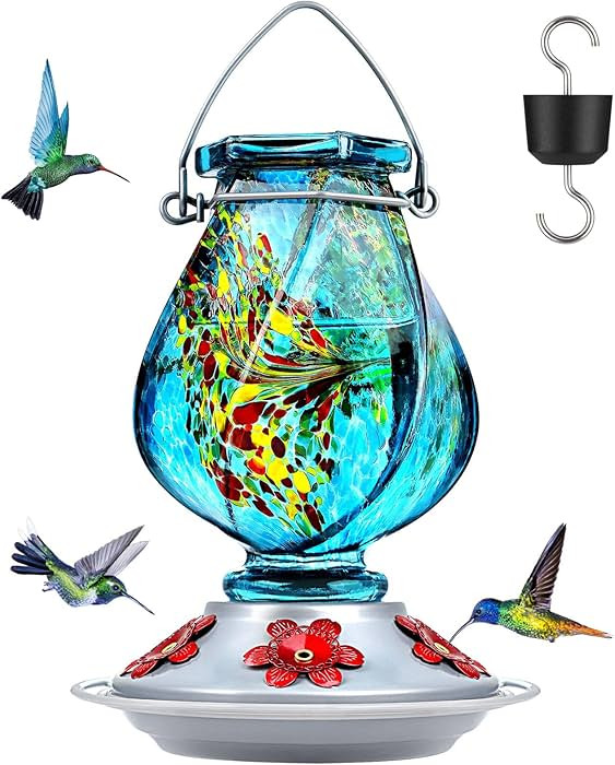 BOLITE Hummingbird Feeder, Hand Blown Glass Hummingbird Feeders for Outdoors Hanging, with Ant Mo... | Amazon (US)