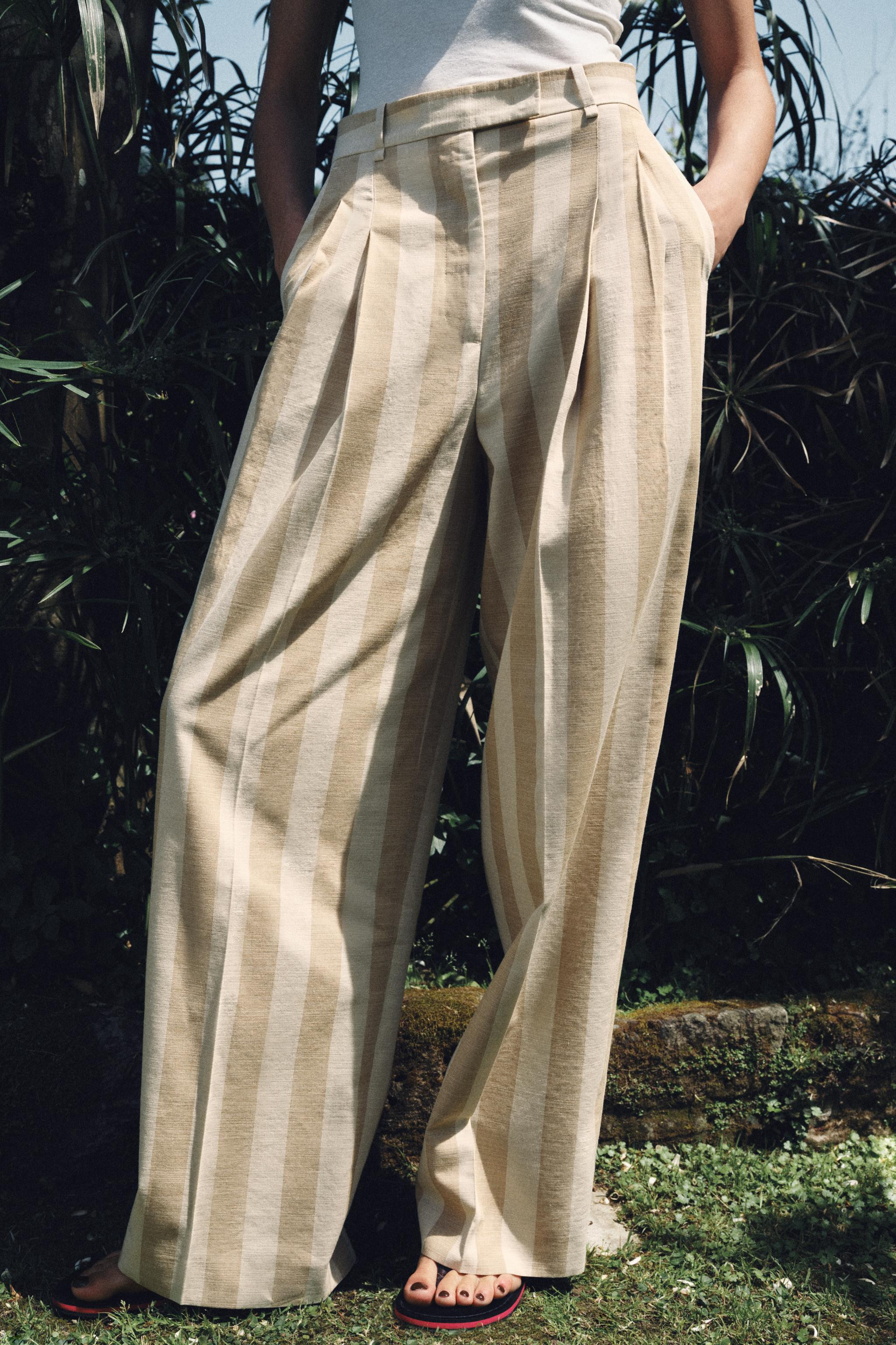 ZW COLLECTION STRIPED WIDE LEG PANTS | Zara US