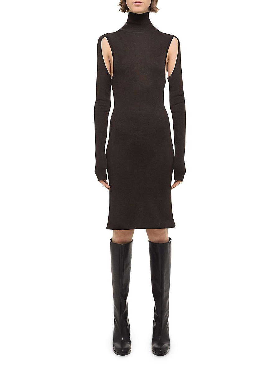 Helmut Lang Women's Air Cut-Out Turtleneck Dress - Espresso - Size XS | Saks Fifth Avenue OFF 5TH