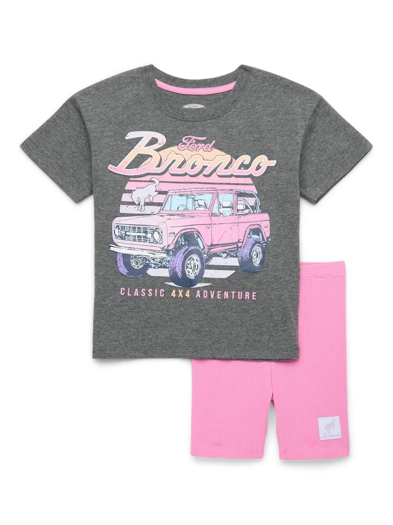 Ford Bronco Toddler Girls Graphic Tee and Bike Shorts Set, 2-Piece, Sizes 2T-5T | Walmart (US)