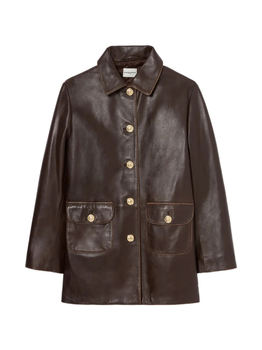 Claudie Pierlot button-up leather jacket - Brown | Farfetch Global