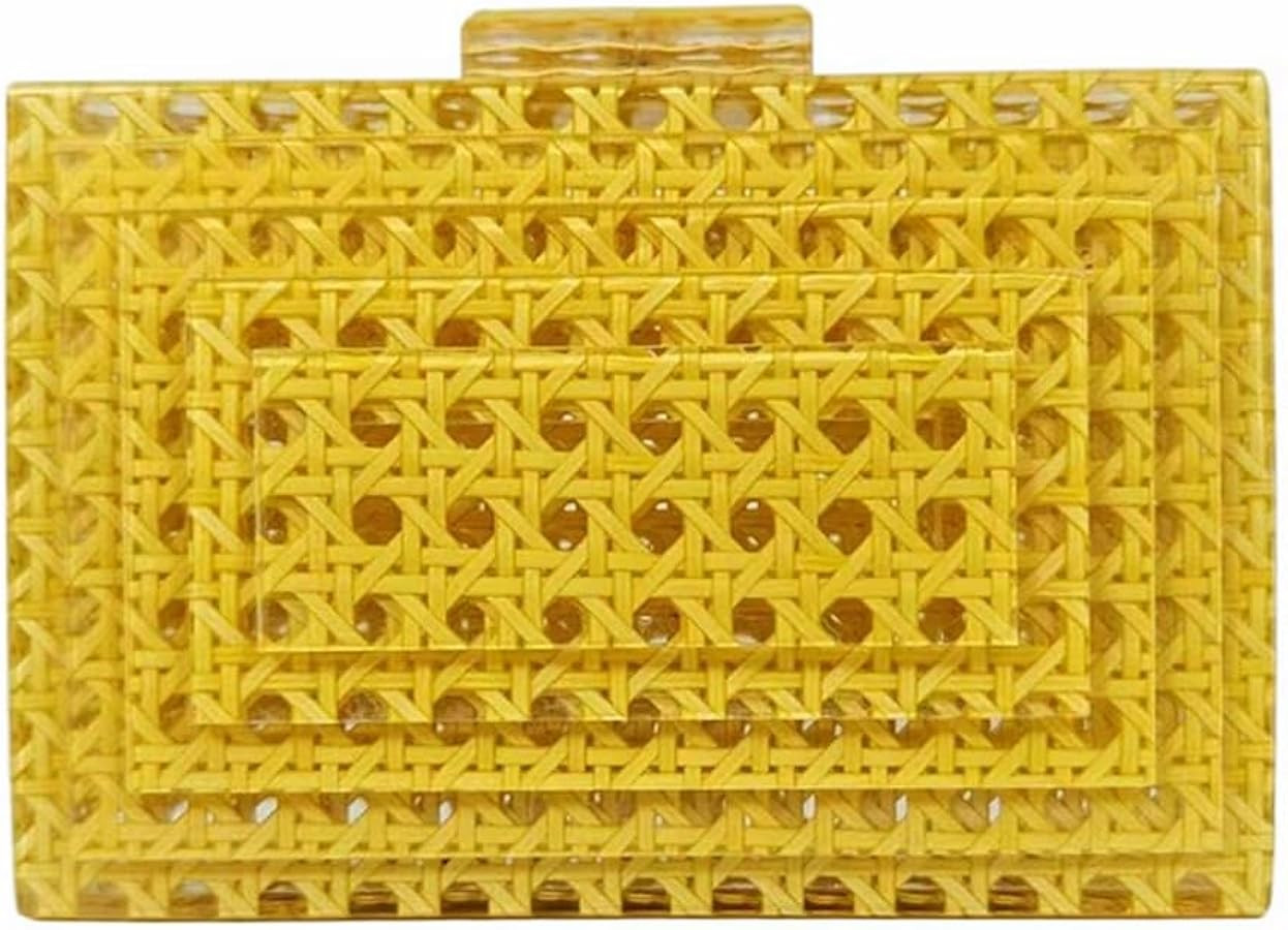 PENGZHI Women Acrylic Rattan Clutch Purse Rattan Woven Evening Bag Wedding Party Purse Summer Bea... | Amazon (US)
