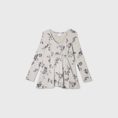 Maternity Floral Print Long Sleeve Smocked Bump Waffle Top - Isabel Maternity by Ingrid & Isabel... | Target