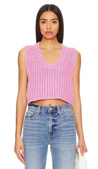 Cora Crop Top in Pink Cosmos | Revolve Clothing (Global)