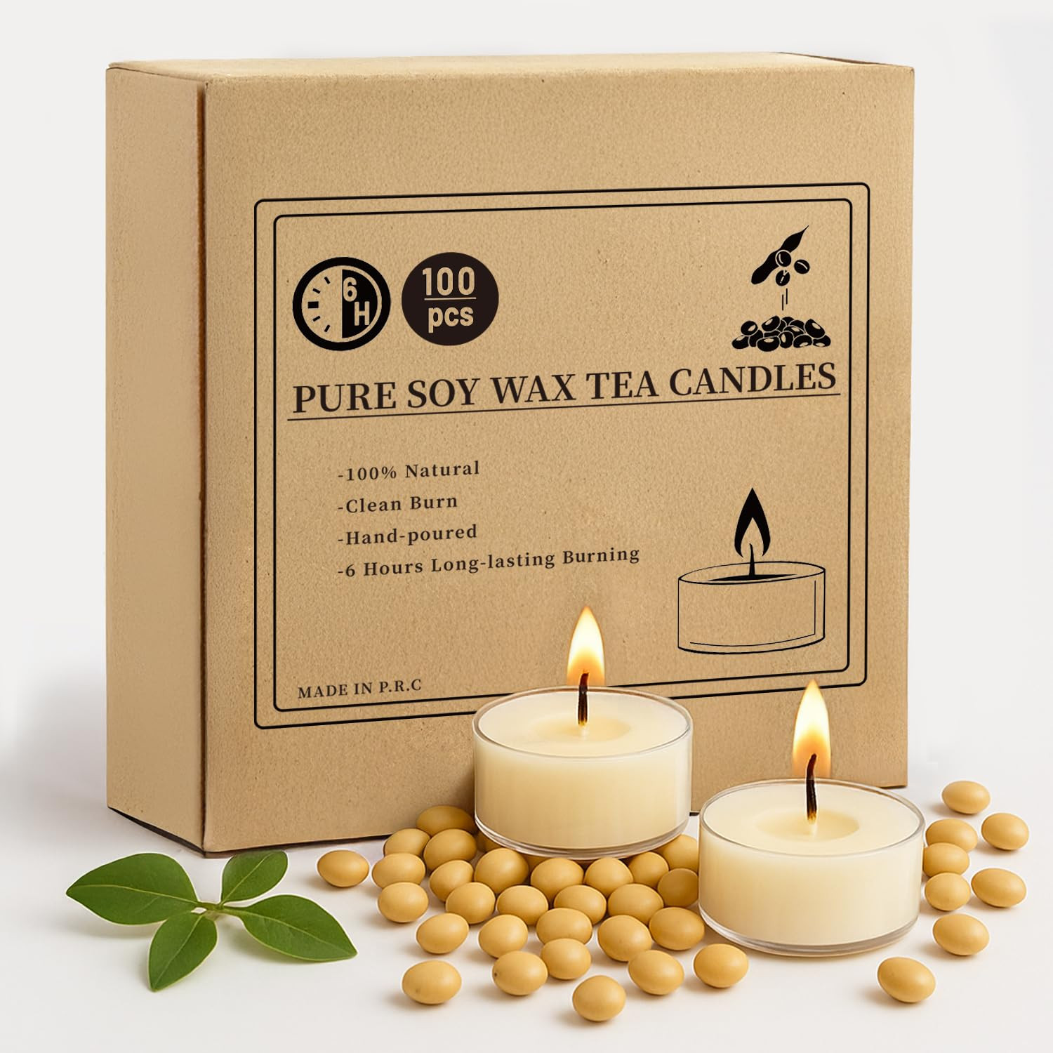 Crenovo Tea Lights Candles 100 Pack, Natural Soy Wax Tealights Candles Bulk 6 Hours, Long Burning... | Amazon (US)