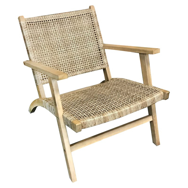 Honeybloom Delia All-Weather Wicker & Acacia Wood Outdoor Lounge Chair | At Home