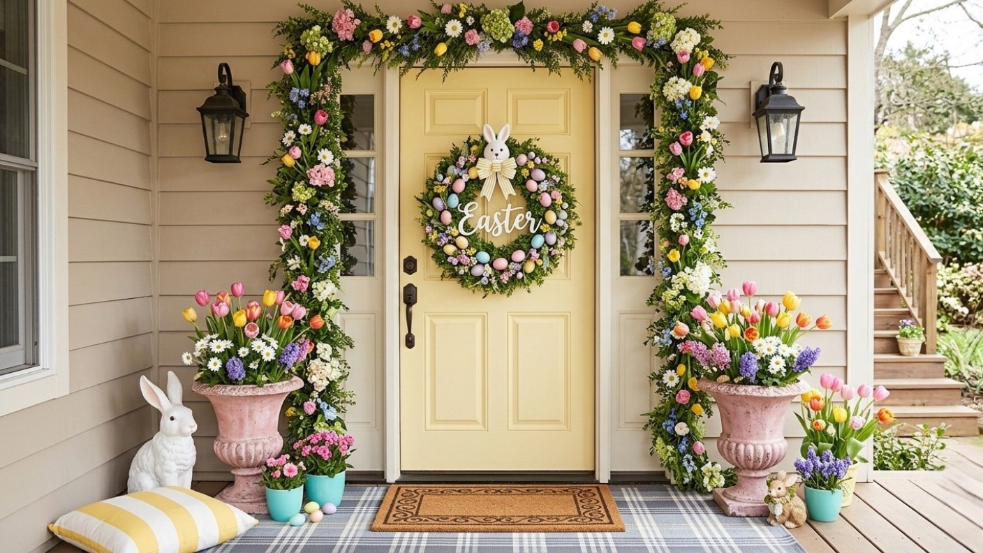 Stepping into spring with the dreamiest entryway! I’ve been waiting to style this yellow door, and this year I went all out with a floral archway and pastel layers.

The secret to this look? Symmetry and texture. I paired oversized pink urns with a mix of fresh tulips and hyacinths to get that "English Countryside" charm that’s trending for 2026. If you’re looking to elevate your curb appeal, I’ve linked my favorite weather-resistant bunny statues, that gorgeous egg-filled wreath, and the exact plaid outdoor rug below.

Pro-tip: Layering a patterned rug under a simple coir mat adds instant designer vibes!

#LTKHome #LTKSaleAlert #LTKSeasonal