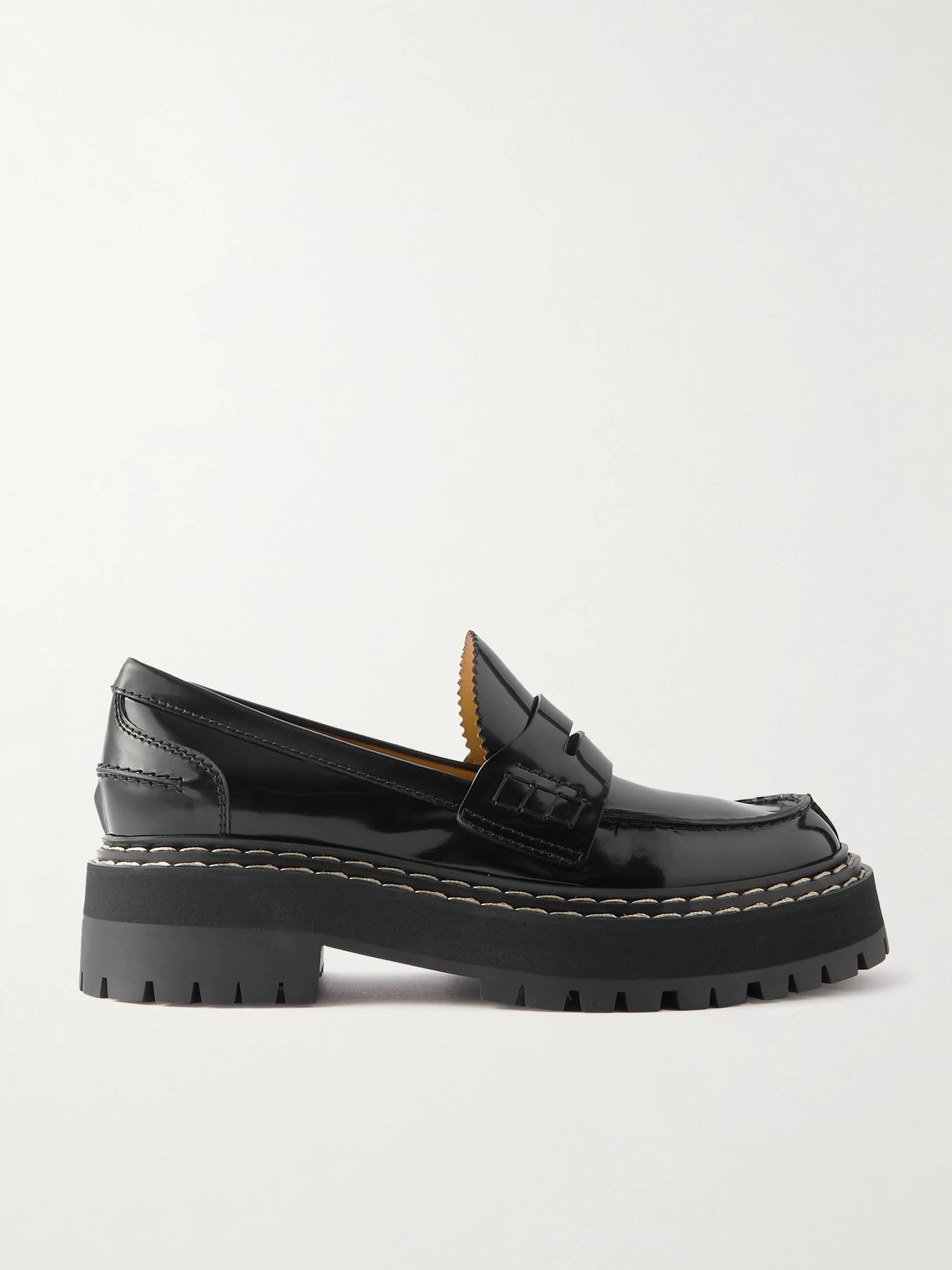 Proenza Schouler - Lug Sole Glossed-leather Platform Loafers - Black | NET-A-PORTER (UK & EU)