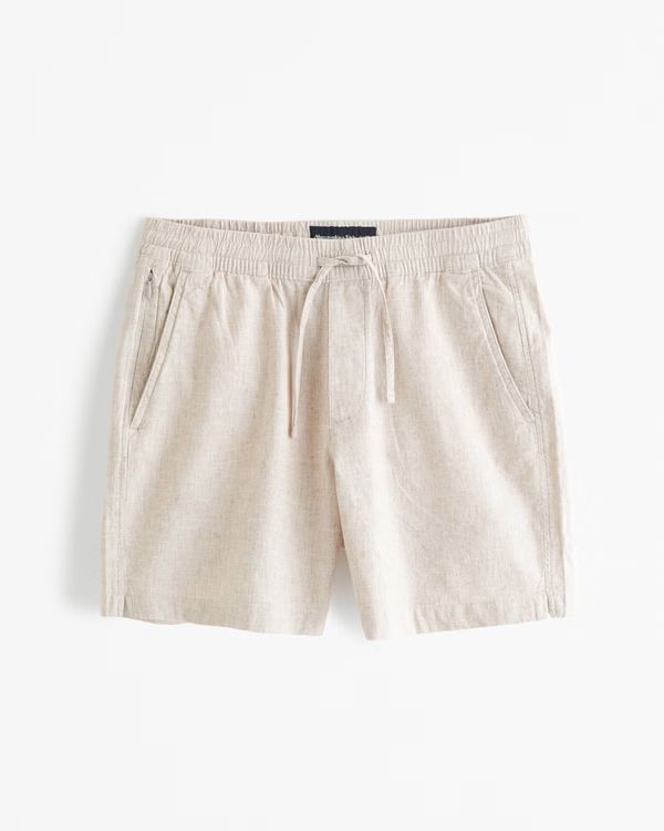 Men's Linen-Blend Pull-On Short | Men's Bottoms | Abercrombie.com | Abercrombie & Fitch (US)