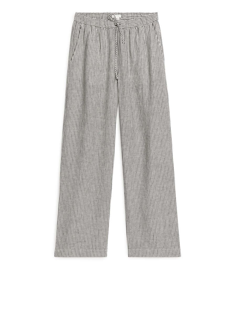 Linen Drawstring Trousers - Blue/White - ARKET GB | ARKET (US&UK)