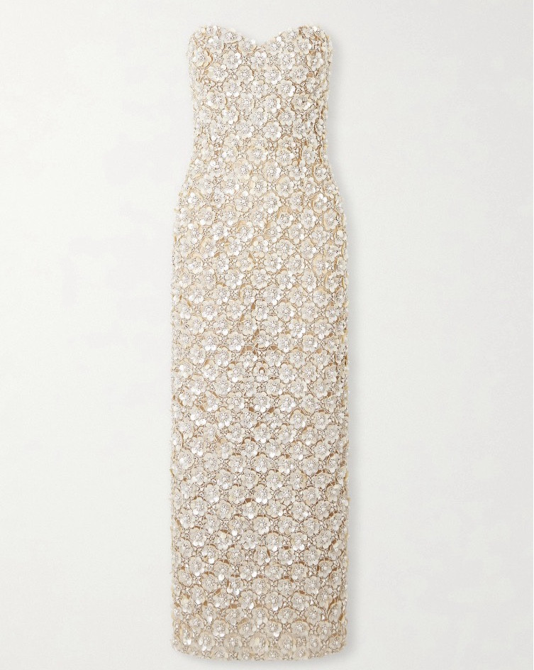 OSCAR DE LA RENTA Embellished tulle bustier gown

Refined and radiant, Oscar de la Renta's gown embodies timeless evening elegance. Cut from tulle in a strapless column shape, it's intricately adorned with a tapestry of hand-embellished flowers that catch the light with every step. Complete the look with minimal jewelry and pumps.

Material: 100% polyamide
Closure: zip and hook fastening
Care instructions: dry clean
Made in the USA
Colour: beige

#LTKValentine #LTKTall #LTKPetite