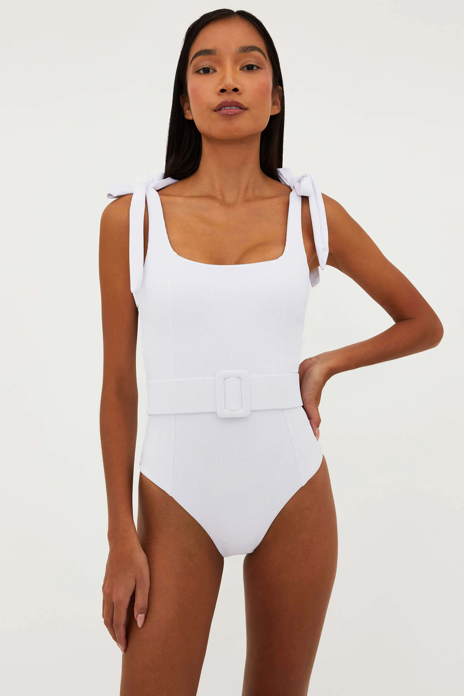 Sydney One Piece White | One Piece Swim with Belt | Beach Riot | Beach Riot