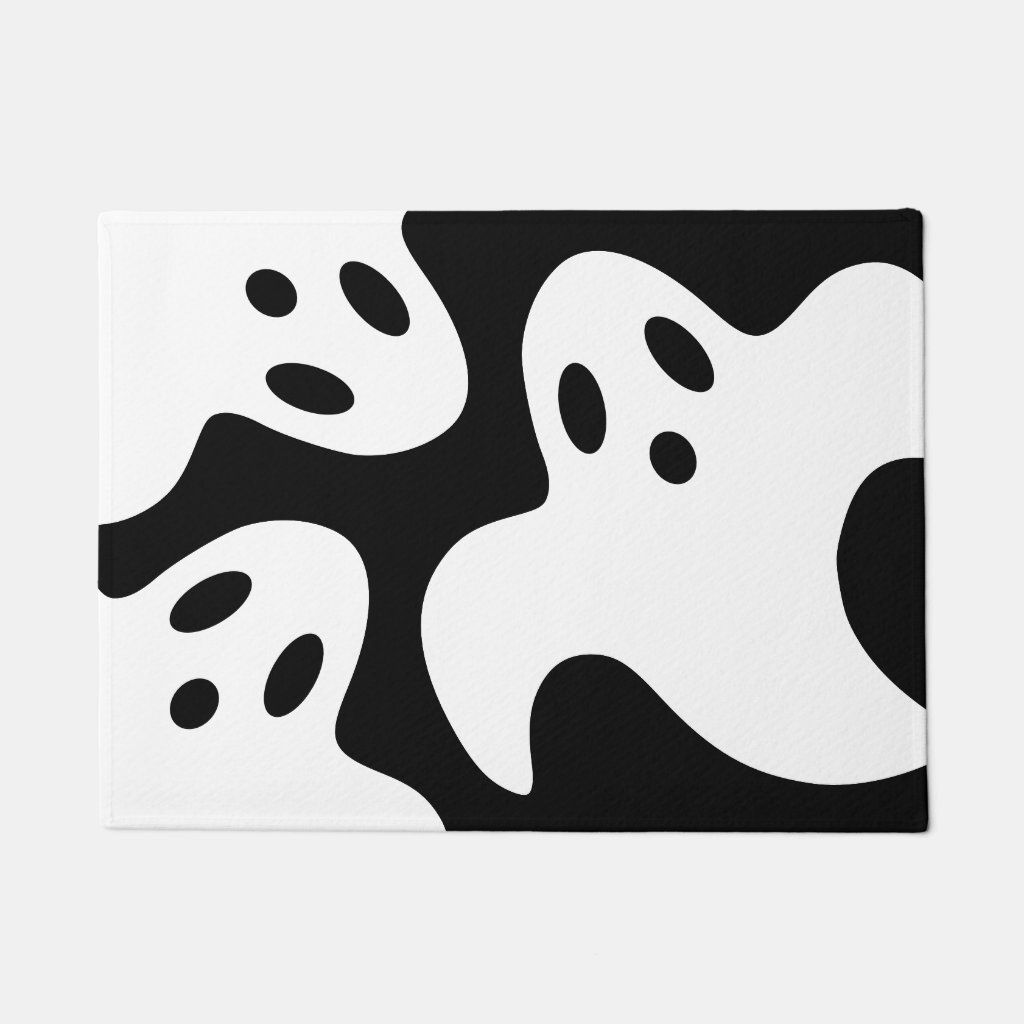 Halloween Decor Black and White Doormat | Zazzle