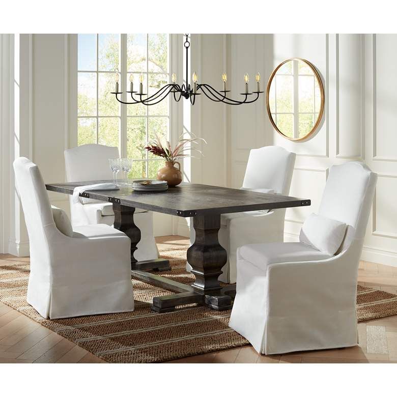 Juliete Peyton Pearl Slipcover Dining Chair - #24V89 | Lamps Plus | Lamps Plus