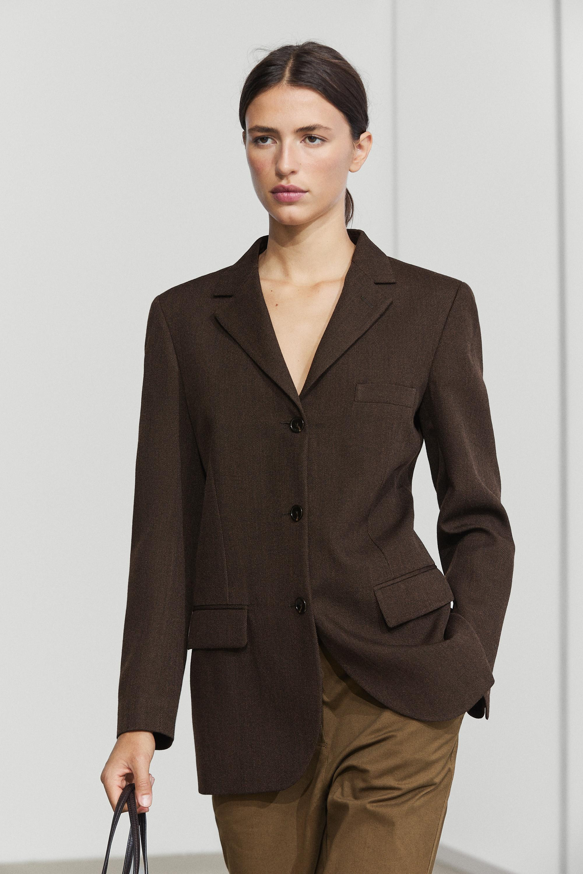100% wool button detail blazer | Massimo Dutti UK