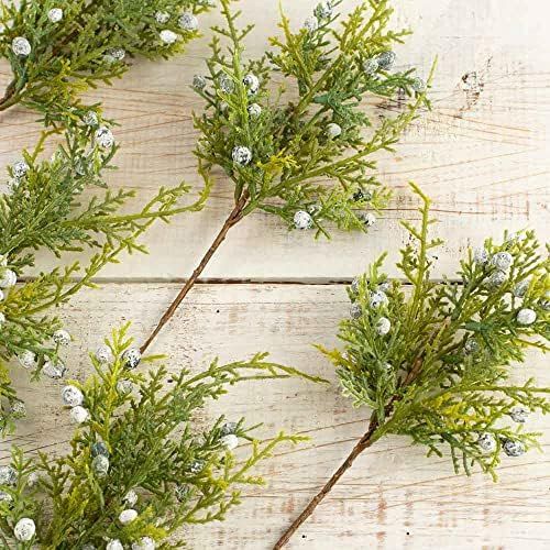 Pack of 12 Artificial Juniper Cedar Sprays with Berries - Christmas Greenery for Winter Indoor or... | Amazon (US)