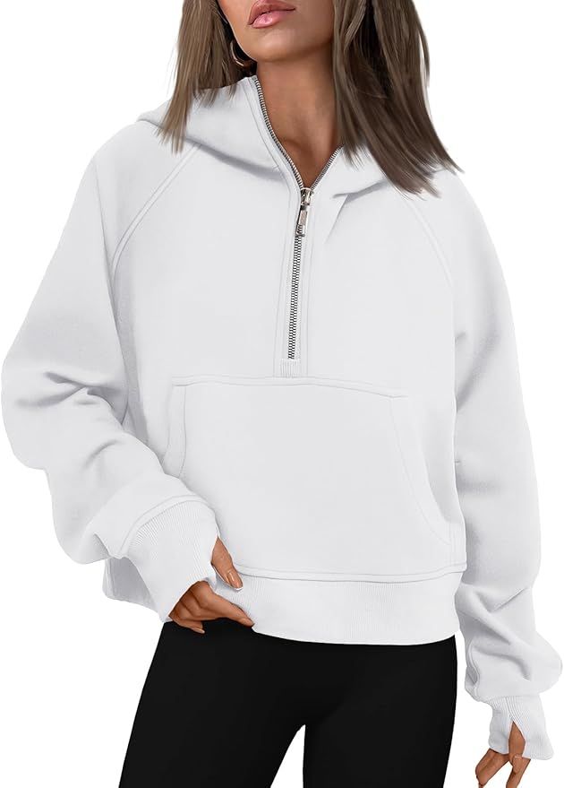 AUTOMET Half Zip Sweatshirts Cropped Hoodies Fleece Womens Quarter Zip Up Pullover Sweaters Fall ... | Amazon (US)