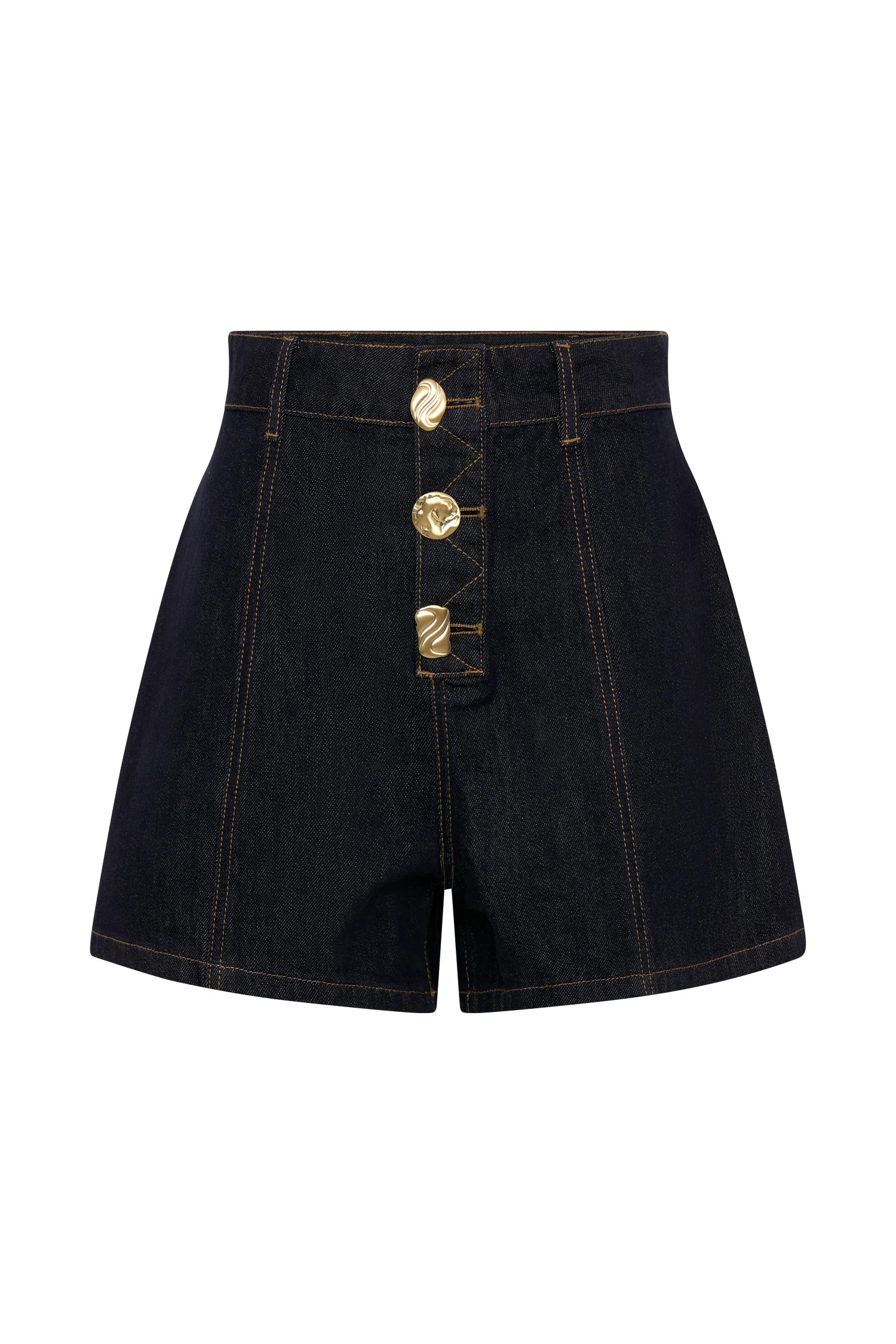 Demi High Waisted Denim Shorts - Washed Indigo Blue | MESHKI US