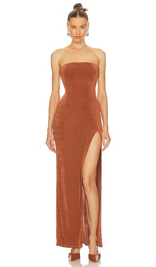 Gracia Maxi Dress in Dark Brown | Revolve Clothing (Global)