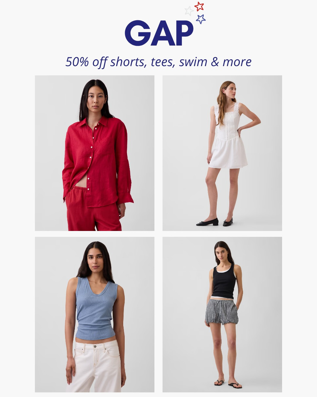 [7/2/26] GAP is having 50% off shorts, tees, swim, and more, and it’s such a good time to stock up on summer basics. So many easy pieces for everyday outfits, vacation, and warm weather dressing without spending a ton! 

 #LTKootd #LTKSeasonal #LTKSaleAlert