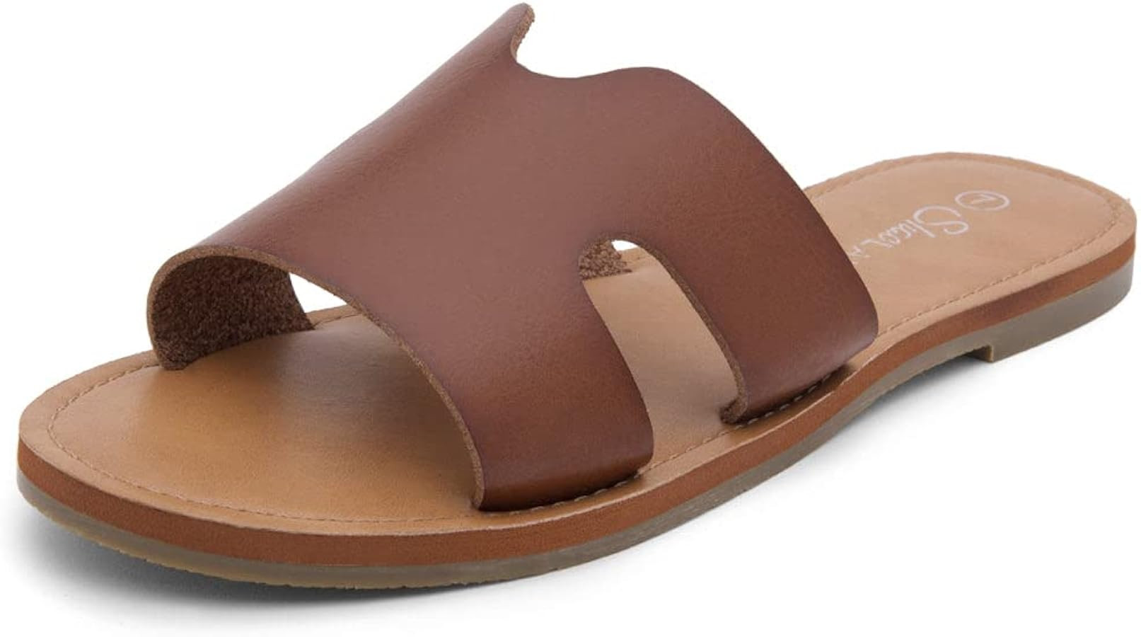 Shoe Land SL-Ember Womens Flat Sandals Fashion Open Toe Slides Black Gold Cognac White Flat Sanda... | Amazon (US)