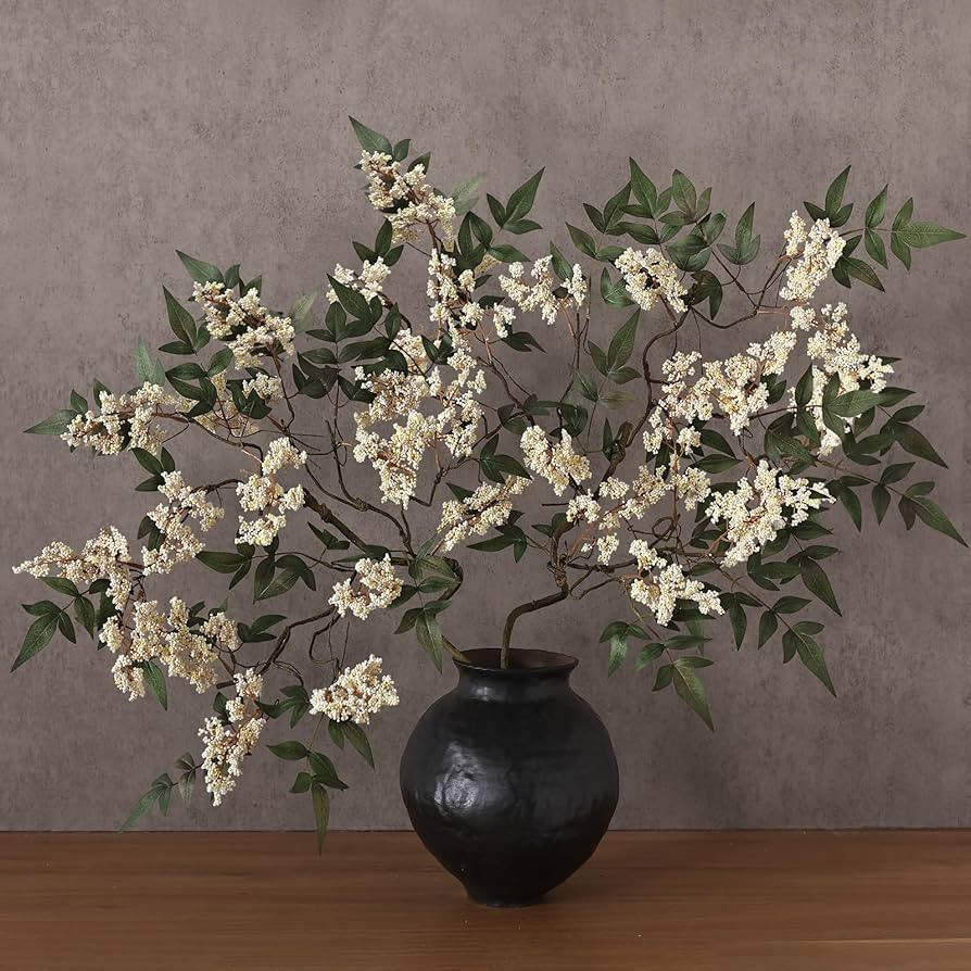 Juxdp 36" Artificial Nandina Berry Stem for Vase - 2 Pcs Realistic Faux Berry Spray, Fake Plant B... | Amazon (US)