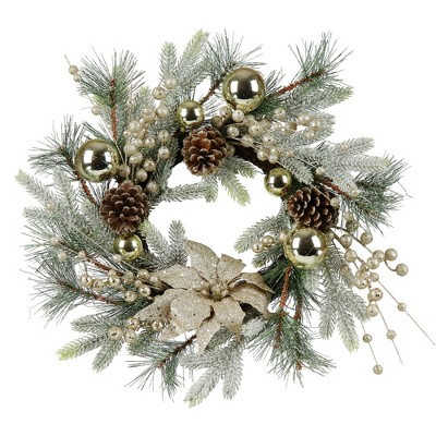 KWPZQEB Christmas Wreath, Decorated with Christmas Balls, Pine Cones, Pine Needles and Silver Berries, Artificial Christmas Wreaths for Front Door | Target
