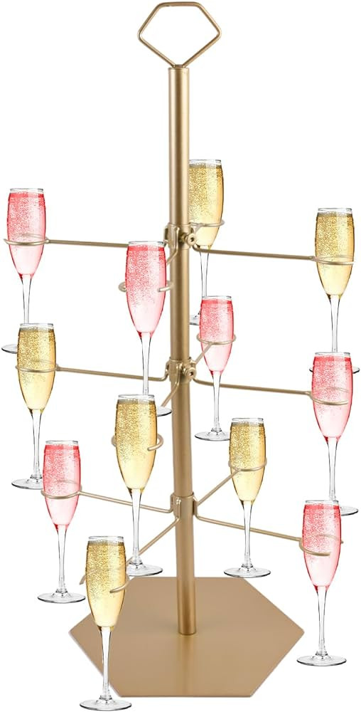 12 Drinks Cocktail Tree Stand, 3 Tier Metal Drinks Party Display Stand for Martini, Margarita Cup... | Amazon (US)
