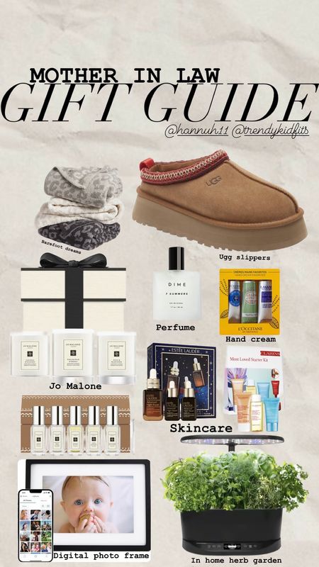 Mother in law gift guide - barefoot dreams, Uggs, dot goal photo frame, hand cream, no Malone candle, skincare, perfume, herb garden indoor pod 

#LTKfamily #LTKGiftGuide #LTKHoliday