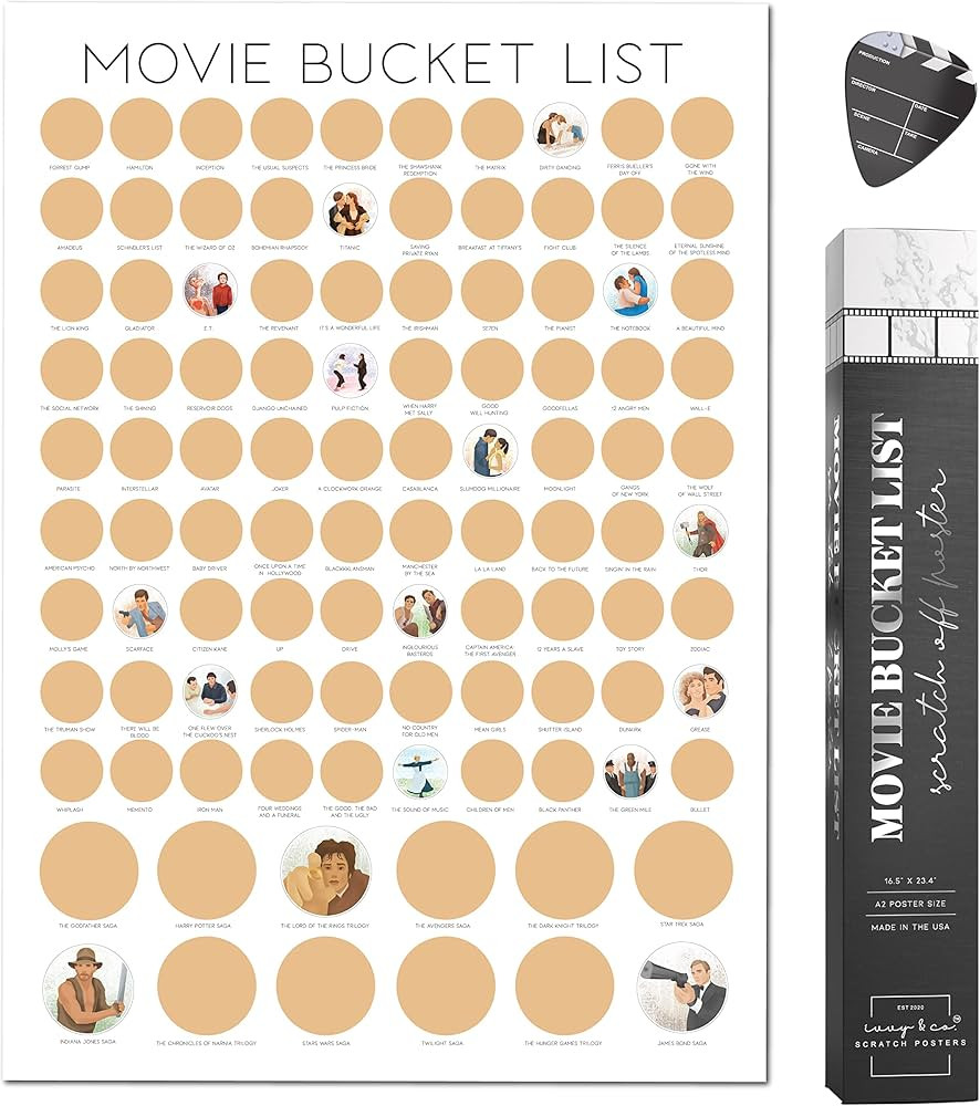 100 Movies Scratch Off Poster Bucket List - Couples Movie Night - Includes 12 Unique Sagas - Must... | Amazon (US)