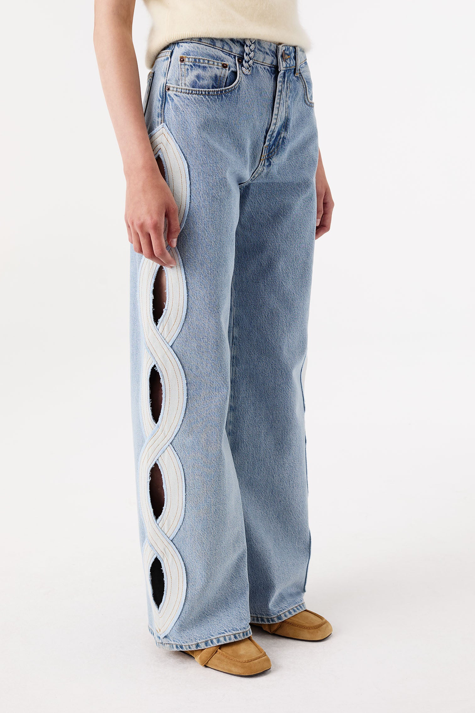 Tressé Denim clair avec ouverture tresse - Shop | Shop.com