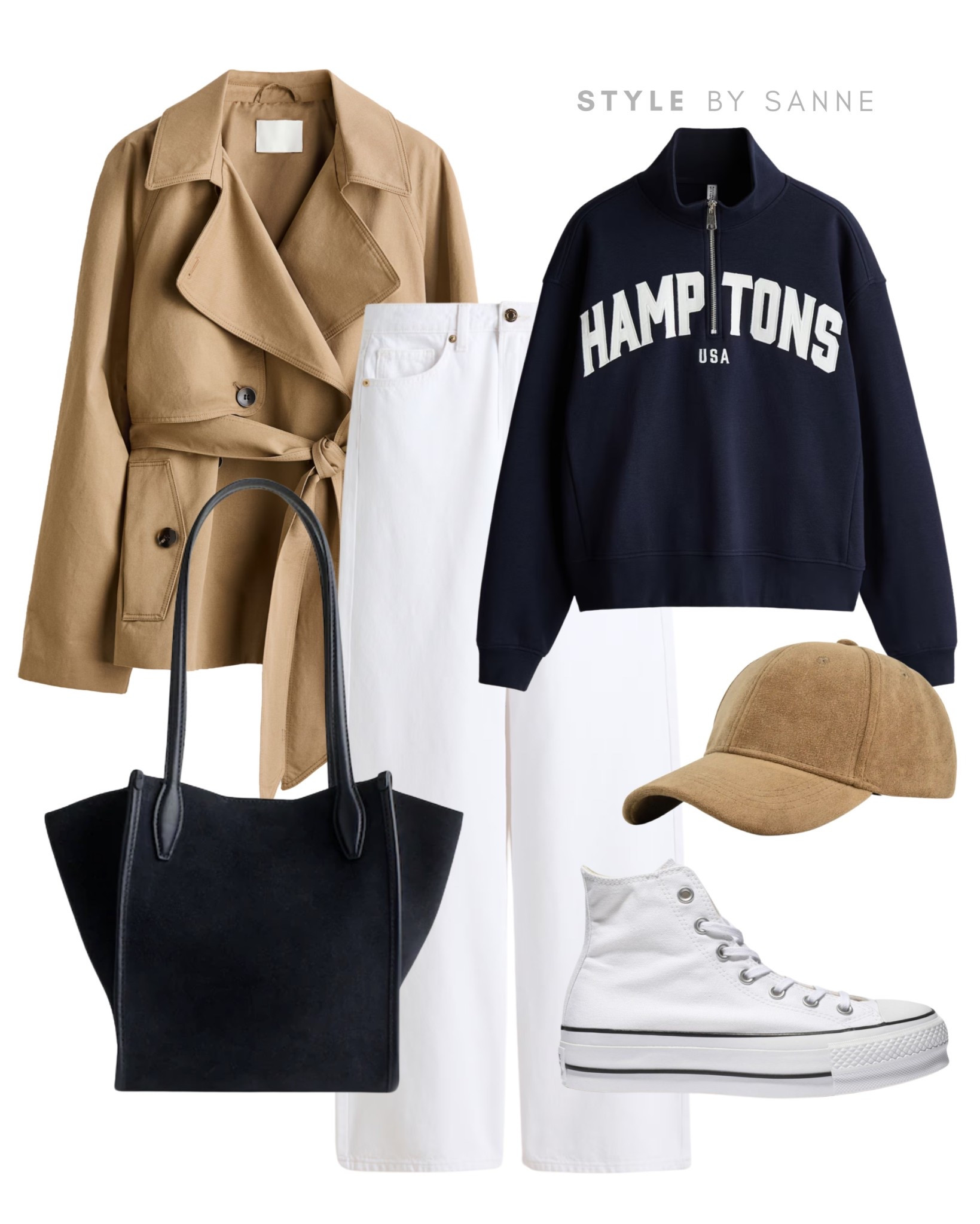 A classic camel trench layered over a relaxed Hamptons sweatshirt creates the perfect mix of polished and casual. Paired with crisp white trousers, Converse and a structured tote for an effortless everyday look.💙

#LTKstyletip #LTKspring #LTKworkwear