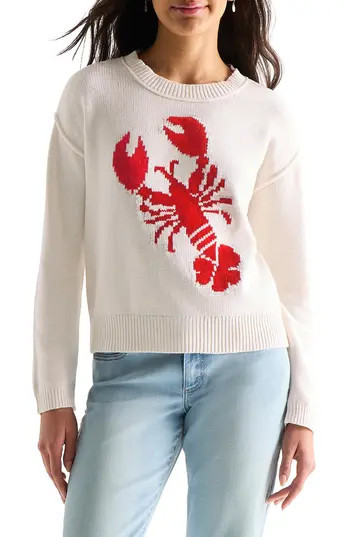 Lucky Brand Lobster Intarsia Crewneck Sweater in Gardenia at Nordstrom Rack, Size Small | Nordstrom Rack