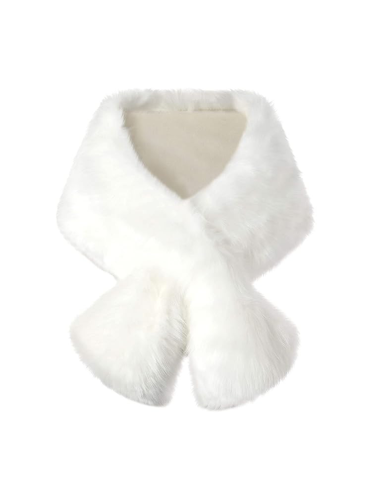 BABEYOND Womens Faux Fur Collar Shawl Faux Fur Scarf Wrap Evening Cape for Winter Coat | Amazon (US)