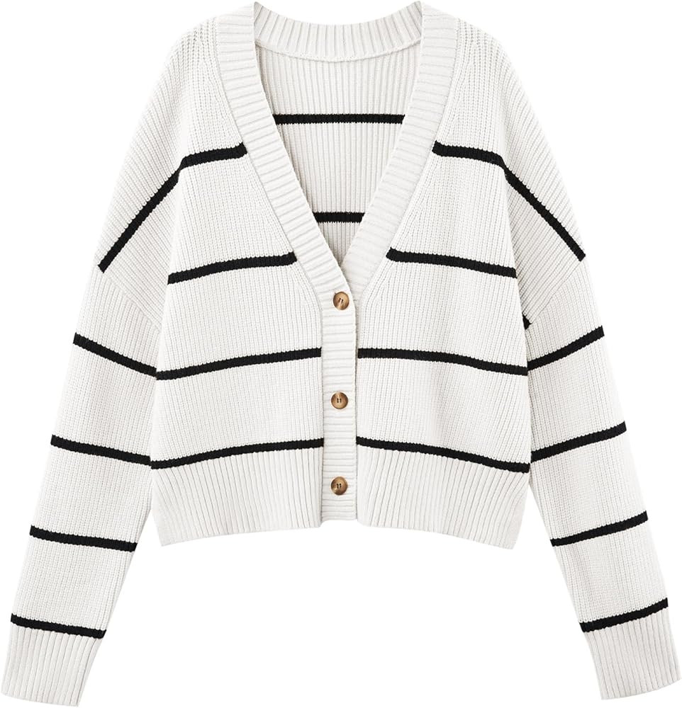 LILLUSORY Women's Cropped Cardigan Oversized Button Sweaters Fall Trendy Knit Dressy Fashion Outf... | Amazon (US)