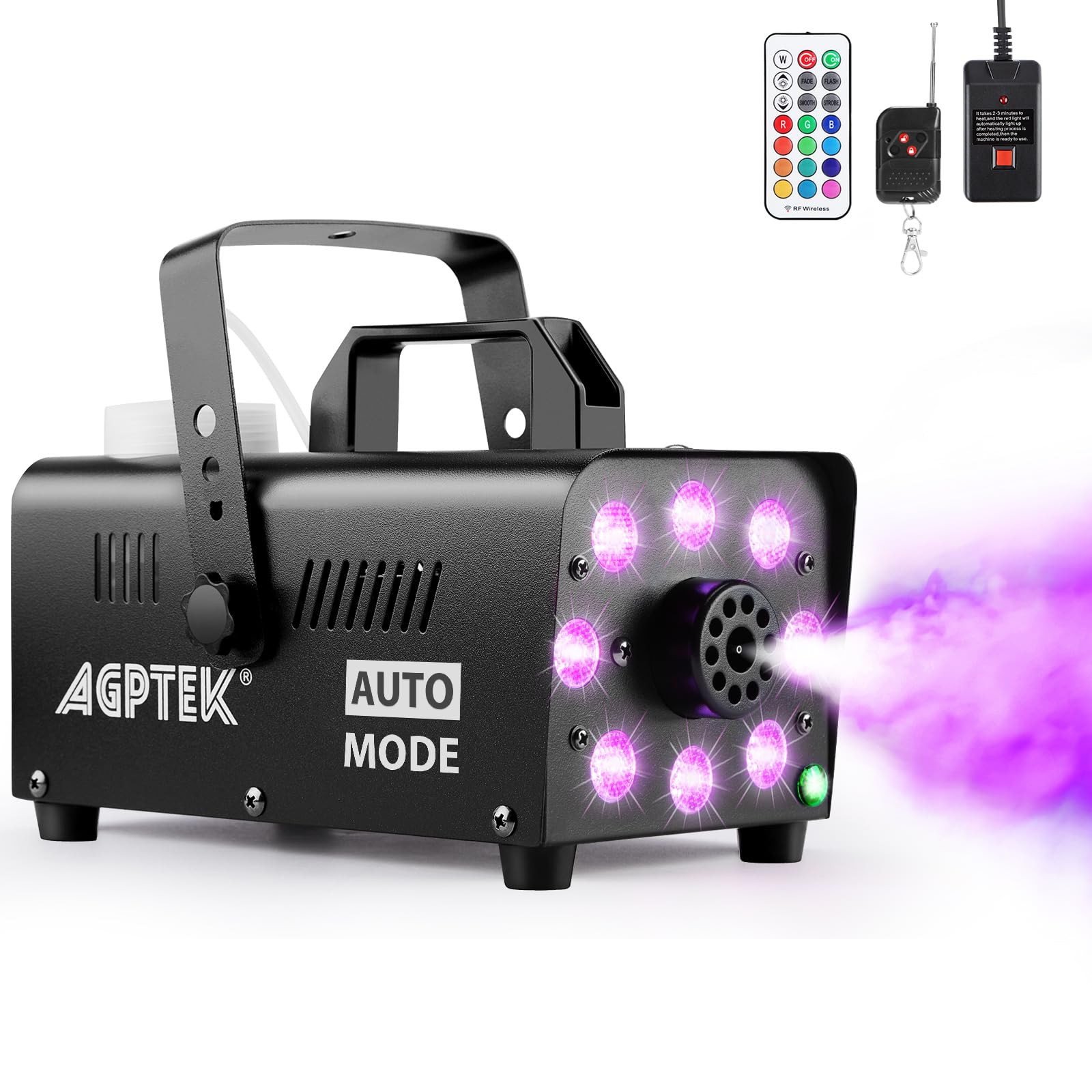AGPTEK Smoke Machine, Fog Machine with 13 Colorful LED Lights Effect, 500W and 2000CFM Fog with 1... | Amazon (US)