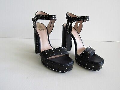 LANVIN PARIS Black Leather Stud Accent Ankle Strap Platform Sandal US 8.5_EU 39  | eBay | eBay US