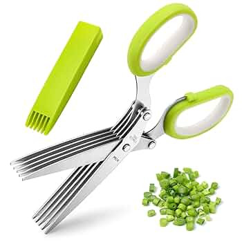 Herb Scissors, X-Chef Multipurpose 5 Blade Kitchen Herb Shears Herb Cutter with Safety Cover and ... | Amazon (US)
