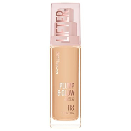 Maybelline Lifter Plump & Glow Foundation, Liquid Foundation with 2% Niacinamide + Hyaluronic Acid, Plumping and Brightening Face Makeup, 118, 1 Count | Amazon (US)