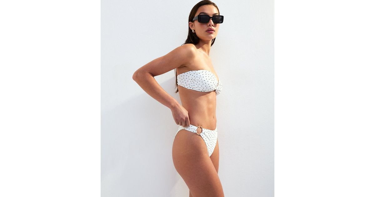 White Spotted Ring Detail High Leg Bikini Bottoms
						
						Add to Saved Items
						Remove fr... | New Look (UK)